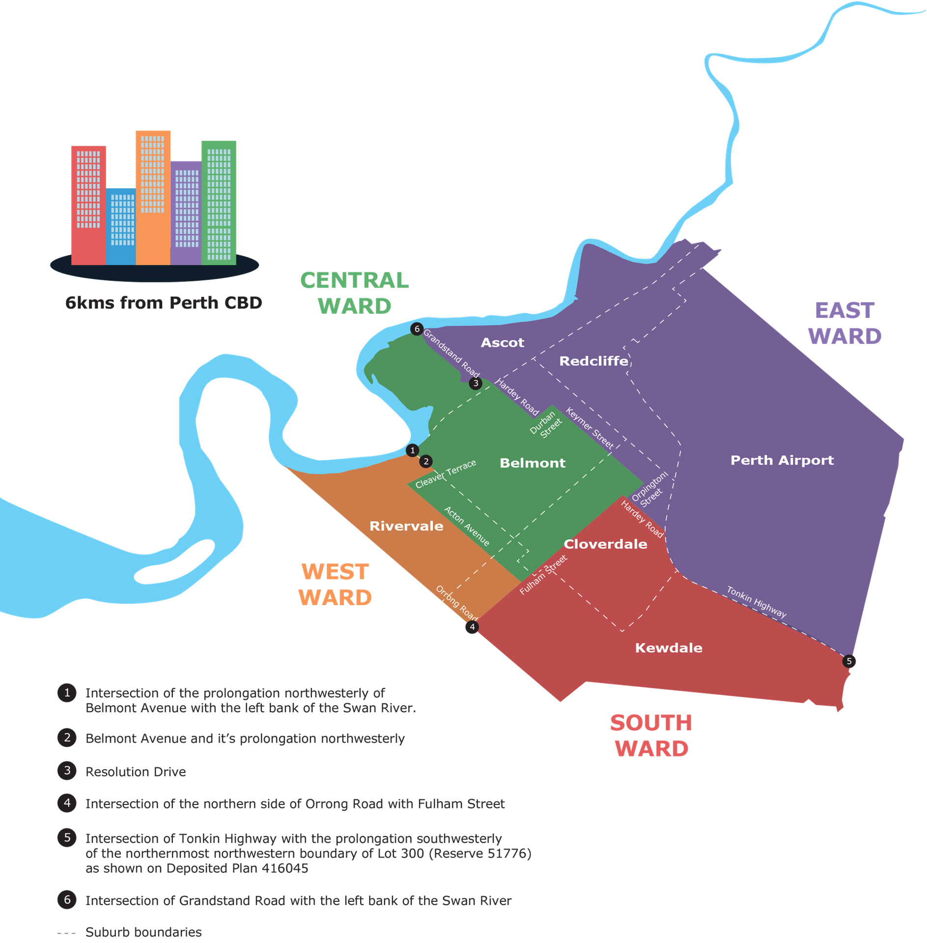 City of Belmont ward map.