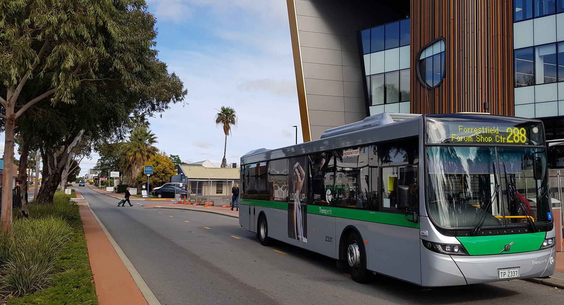 Bus stopped at Wright Street