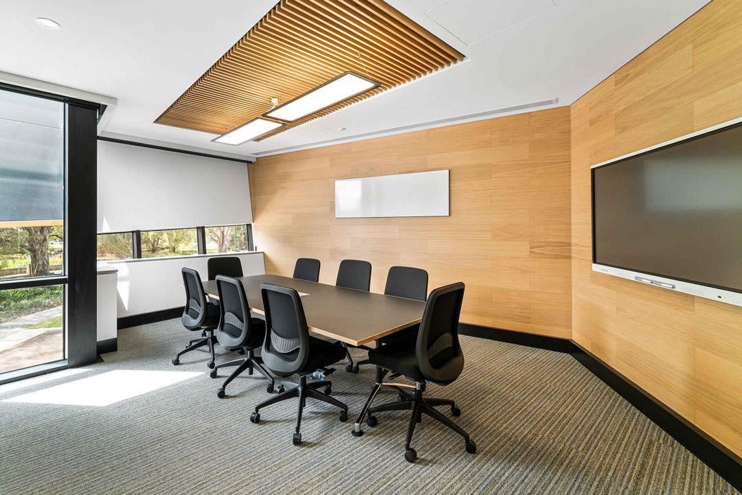 A meeting room with chairs