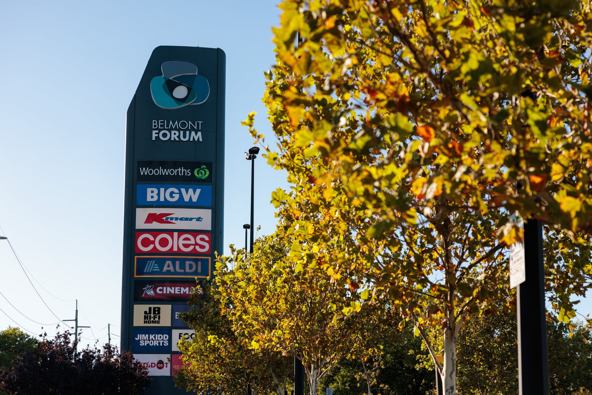 Belmont Forum sign behind some trees