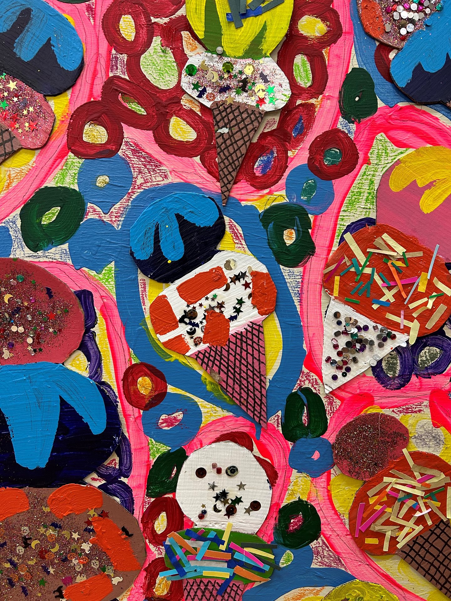 The Artist's Place Gallery exhibition space featuring four artworks from Marcy D'Souza