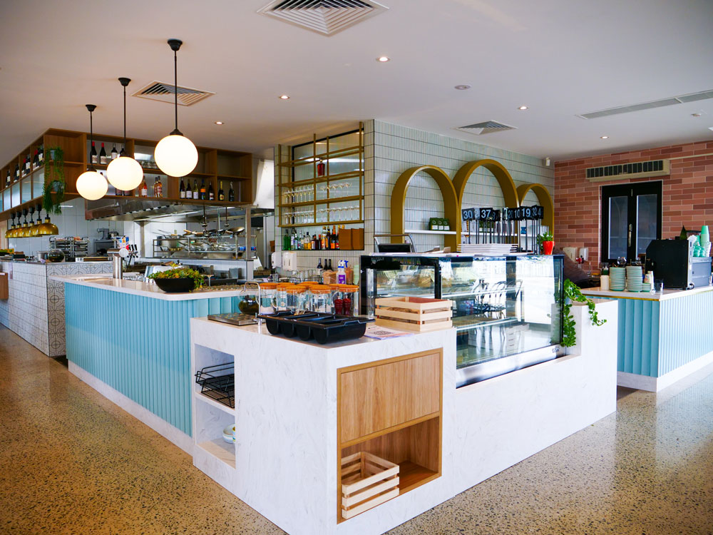 Interior order counter of cafe.