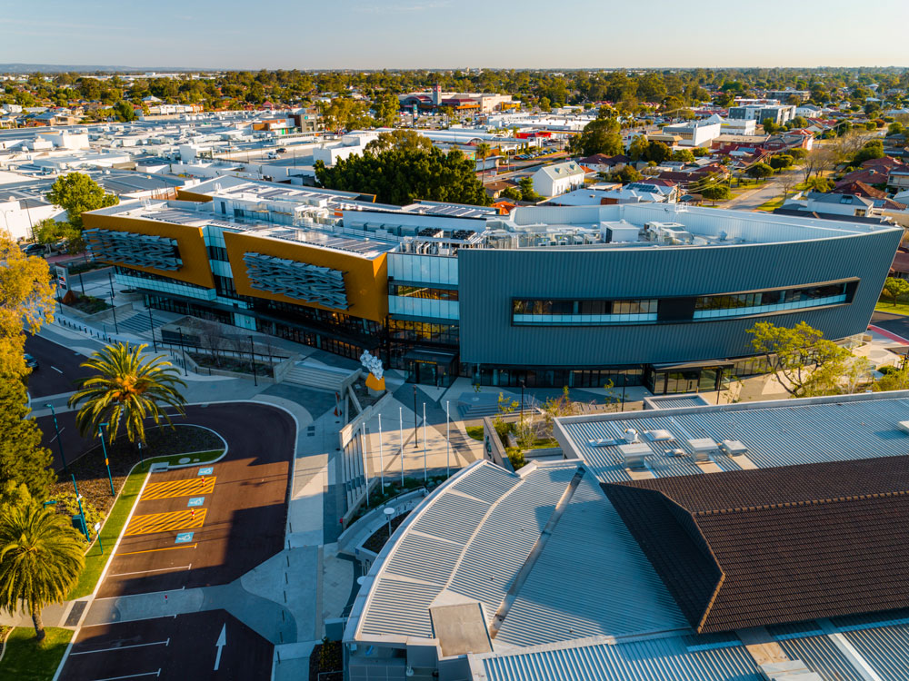 Oblique view of Belmont Hub