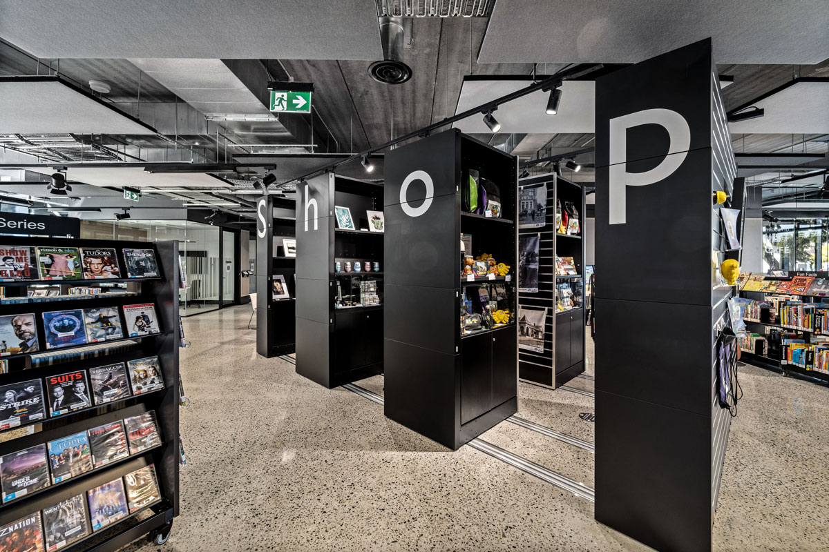 The Shop open on the ground floor of the Library