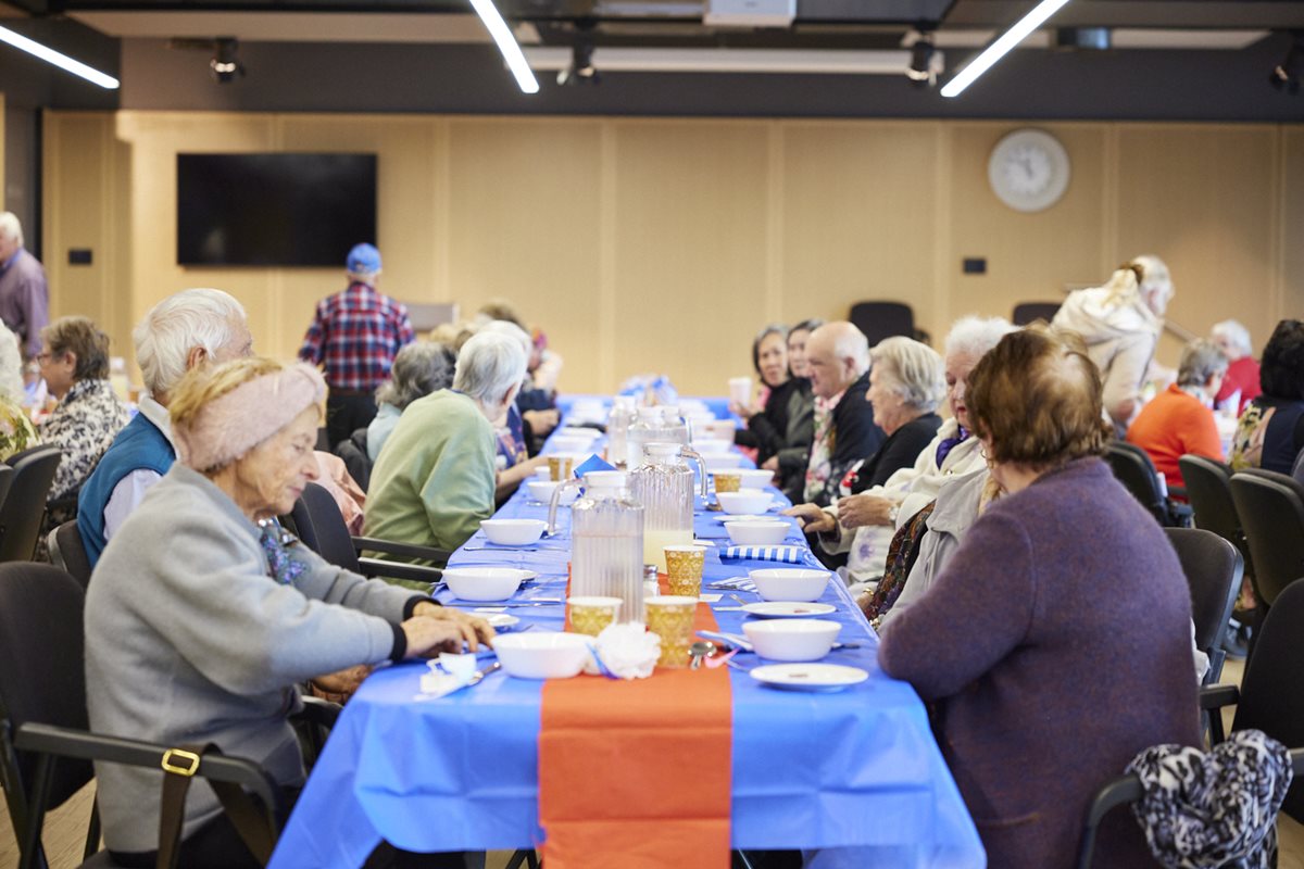 Seniors having morning tea at the seniors hub