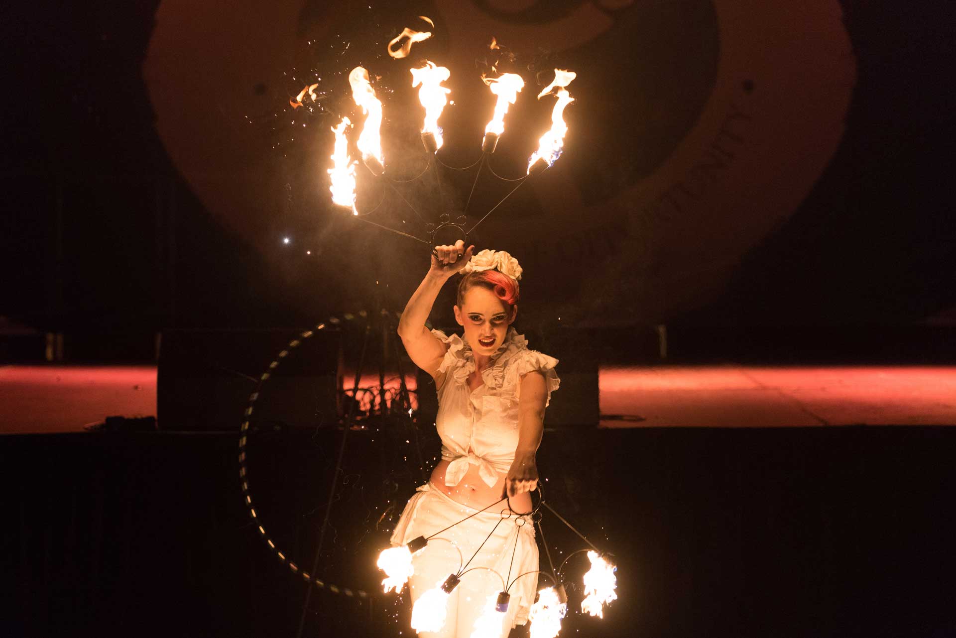 A dazzling fire performer at Harmonise Cultural Festival.