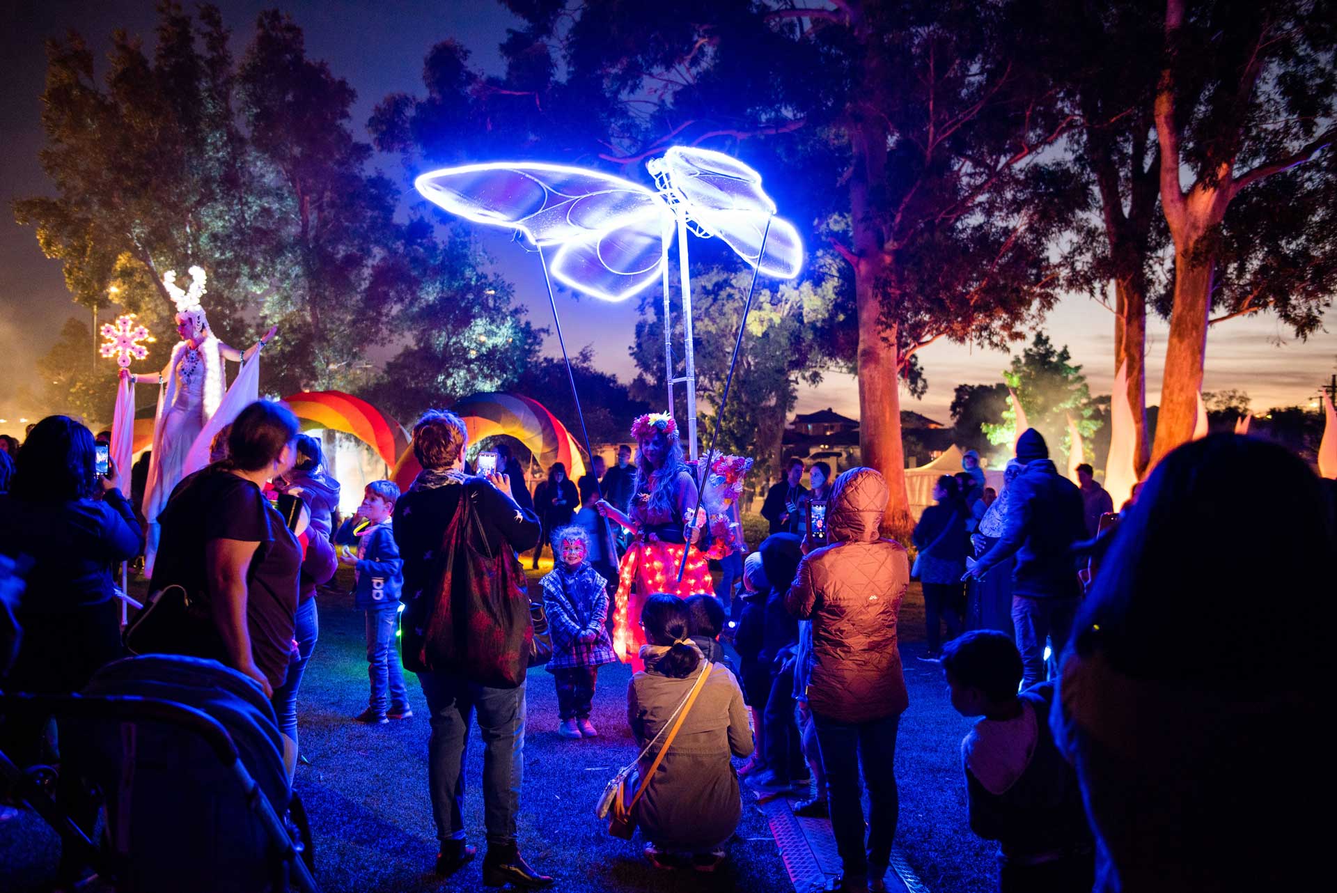 Fairy holding a glowing butterfly at Big Light Out.