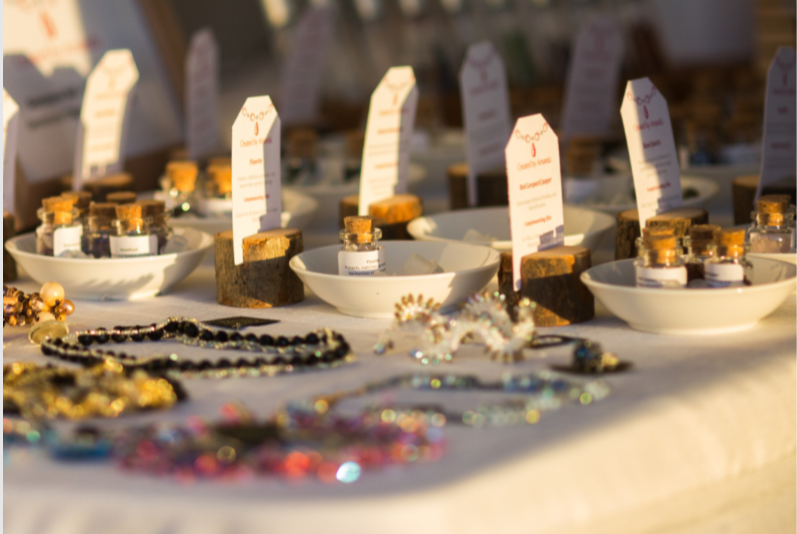 Jewelry for sale displayed on a table