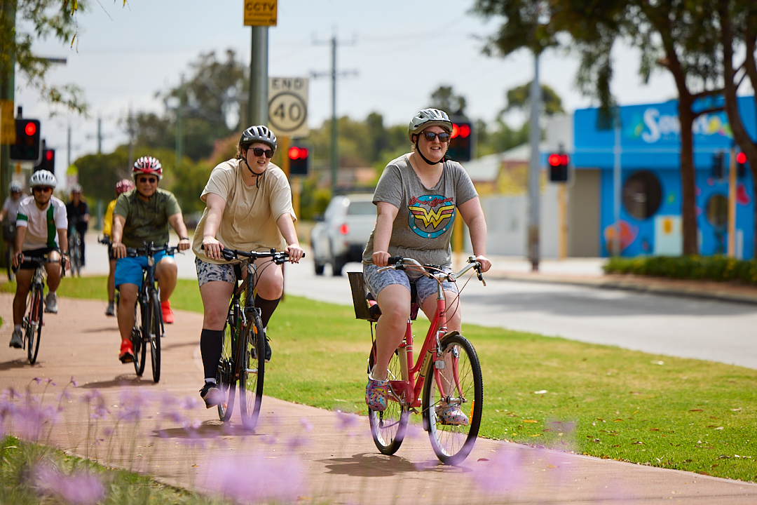 People on bicycles