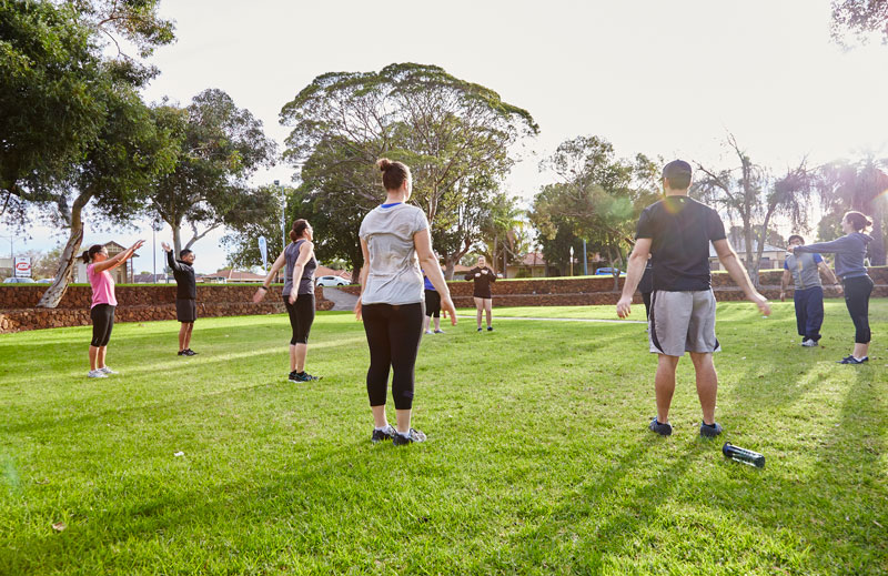 Outdoor group fitness class