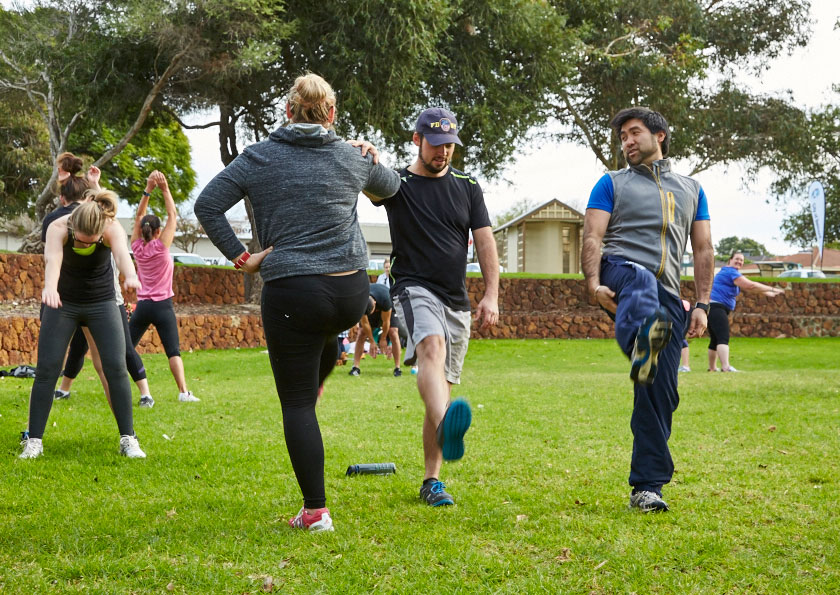 Outdoor group fitness class
