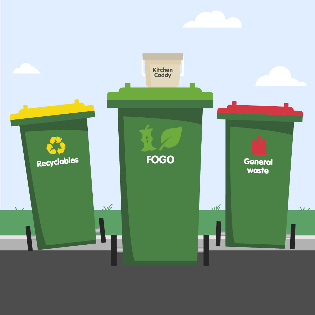 Animated picture of a Waste truck travelling along a road