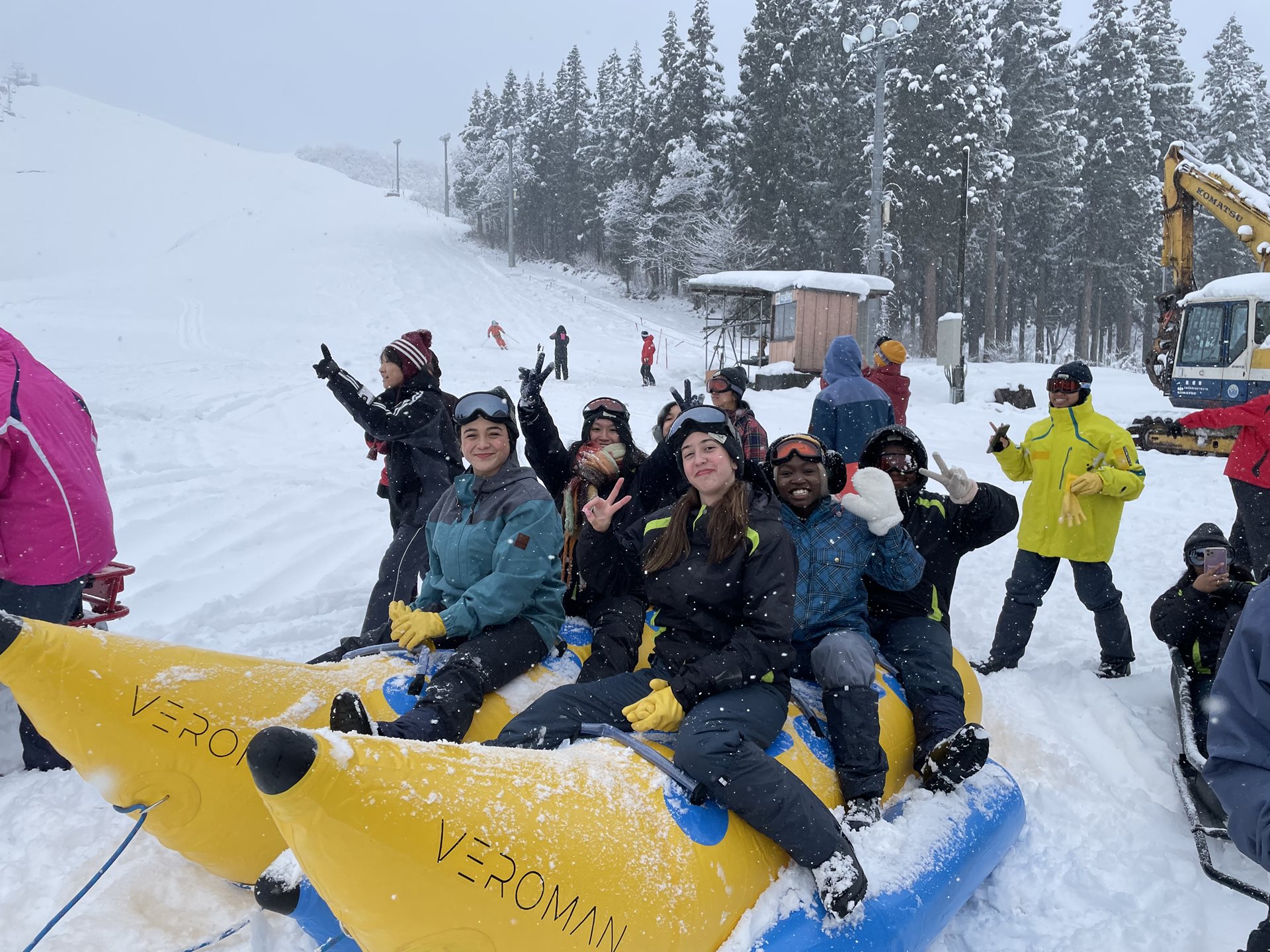 Students on a tobogan
