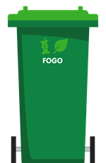 Green lidded FOGO kerbside bin
